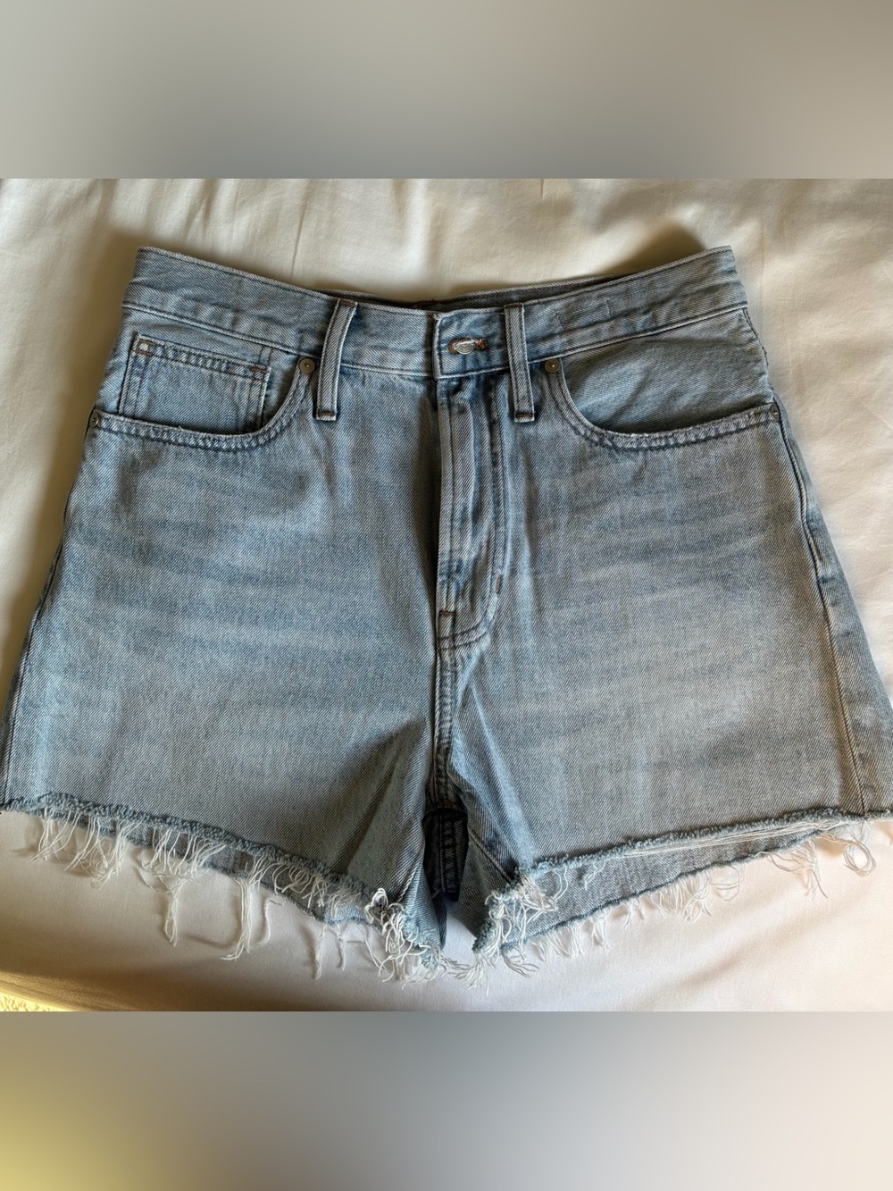 Madewell Light Blue Denim Cutoff Shorts with Frayed Hem